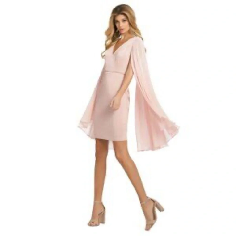 IEENA for MacDuggal pink flowy long sleeve pink dress 41271